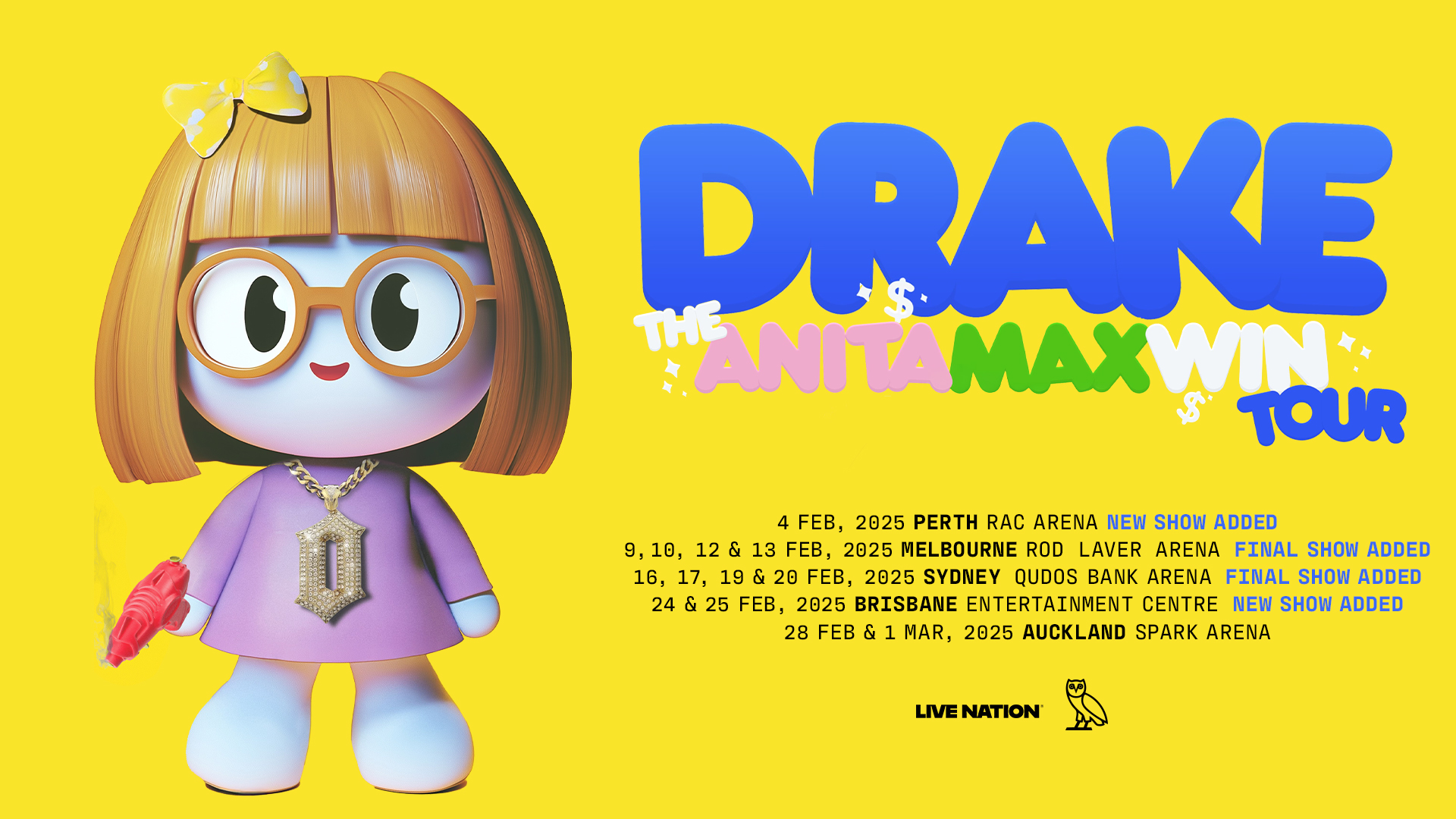 DRAKE ANNOUNCES 2025 AUSTRALIAN DATES ON ‘THE ANITA MAX WIN TOUR’